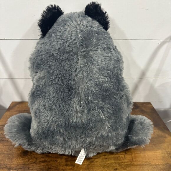 Goffa Husky Dog Plush Stuffed Animal Puppy Gray White 16" Holding Bone - Picture 2 of 6